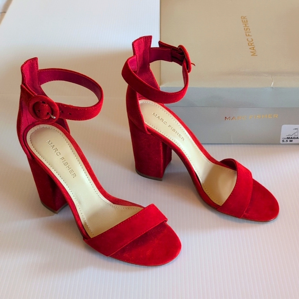👠 Perfect MARC FISHER Suede MAGALI - Medium Red Suede👠 - Picture 3 of 7